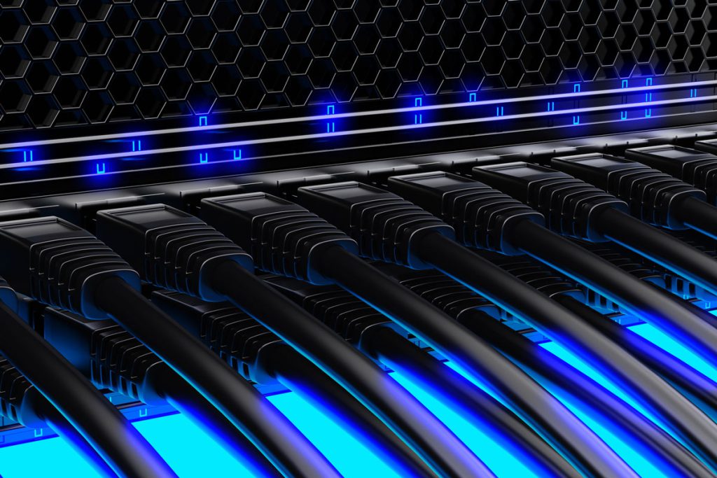 Modern network switch with cables