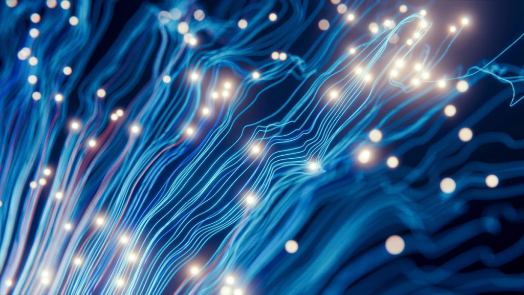 close up of fiber optic cables
